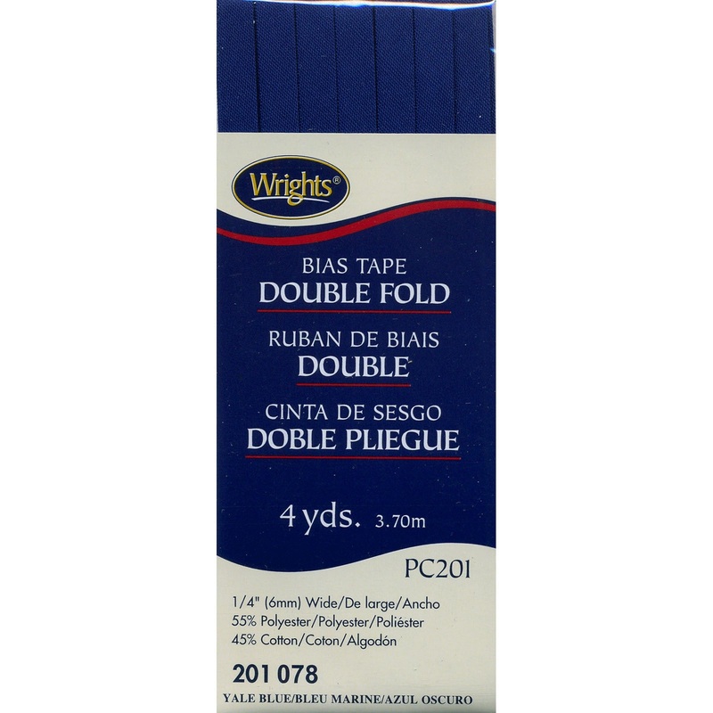 Wrights Double Fold Bias Tape, 4 Yards x 1/4" (12 Colors to choose from) Yale Blue
