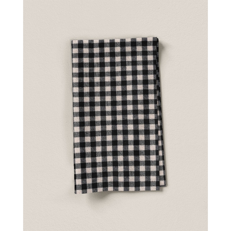 Black and Tan Medium Gingham Cotton - 0.5 Yards Remnant