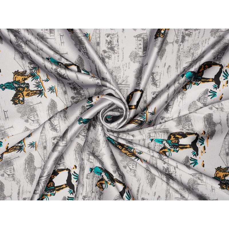 Cowboys Joy - Silky Satin Charmeuse print - fabric by the yard - sublimation print