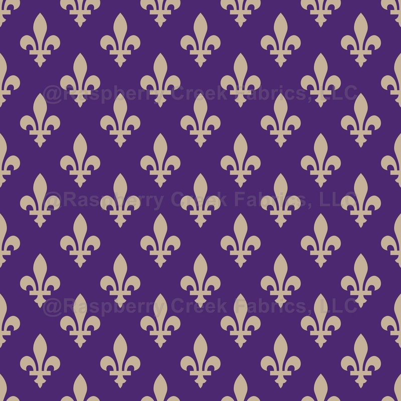 Fleur de Lis Pattern, French, Royal, Cream on Purple