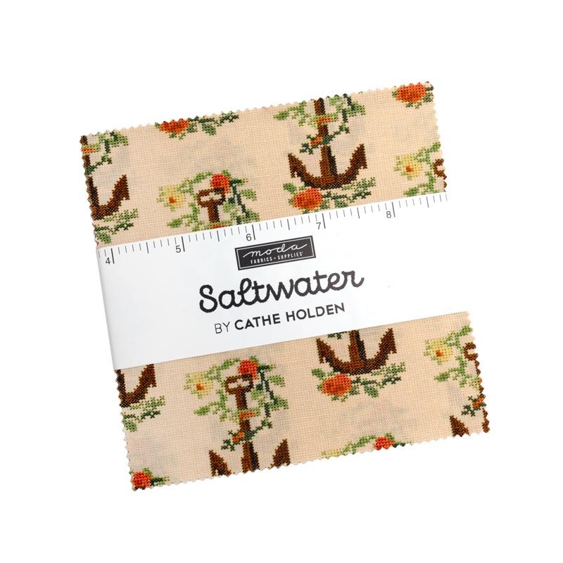 Saltwater 5" Squares Charm Pack 42pcs Kathe Holden Moda Cotton Fabric MD-39570PP