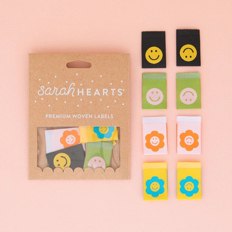 Sarah Hearts Premium Woven Labels : Smiley Multipack
