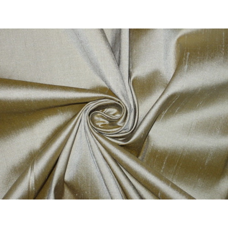 100% Pure SILK Dupioni FABRIC Grey with Mustard Shot colour 44" wide