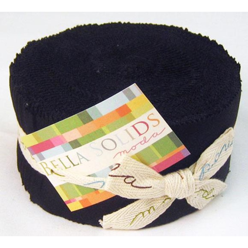 Bella Solids Black 2.5" Jelly Roll Moda Cotton Fabric MD-9900JR-99