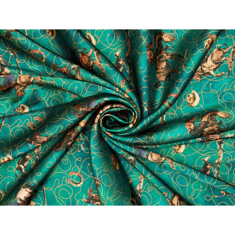 Cowboys Silky Satin Charmeuse print - fabric by the yard - sublimation print