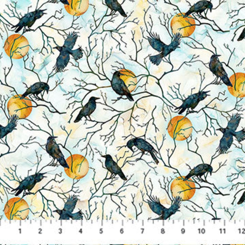 Raven's Call Raven Moon White Multi Deborah Edwards Melanie Samra Northcott Fabrics Cotton Fabric NC-DP28947-10