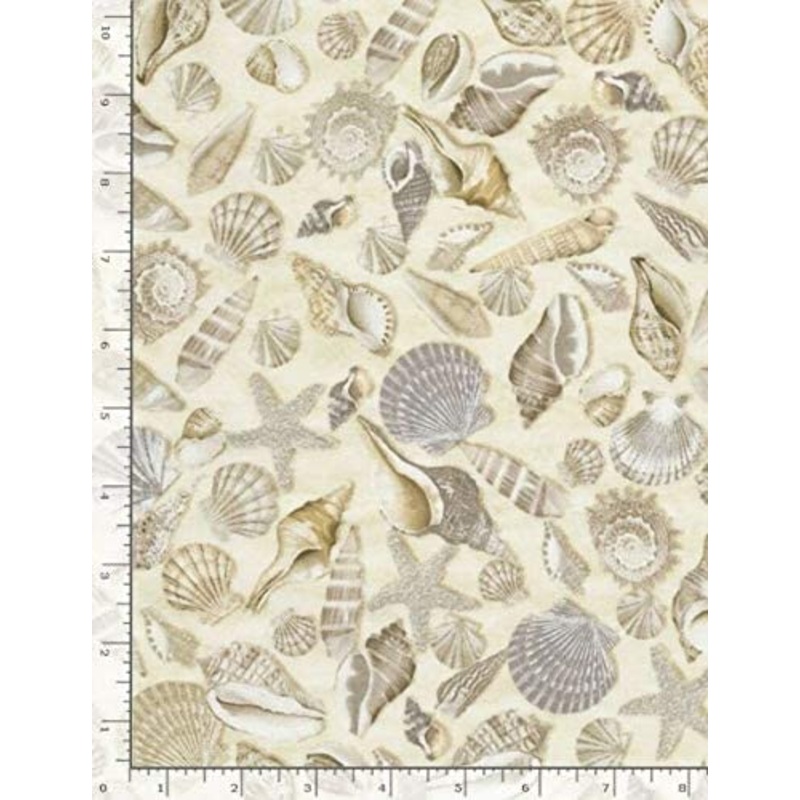 Seashell Beach Sand Nautical Timeless Treasures Cotton Fabric TT-C5353 Shells