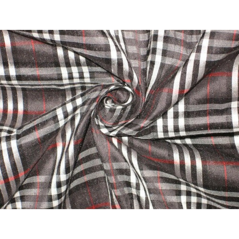 Silk Dupioni BLACK PLAIDS fabric