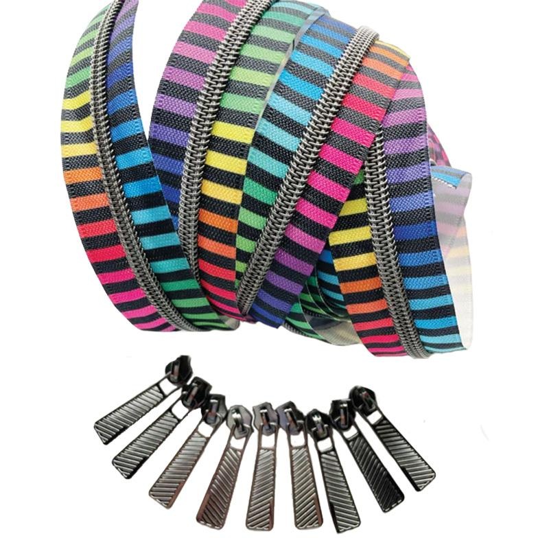 Zipper Tape by Sew HungryHippie - Stripes/Gunmetal Zip Pack 3yd