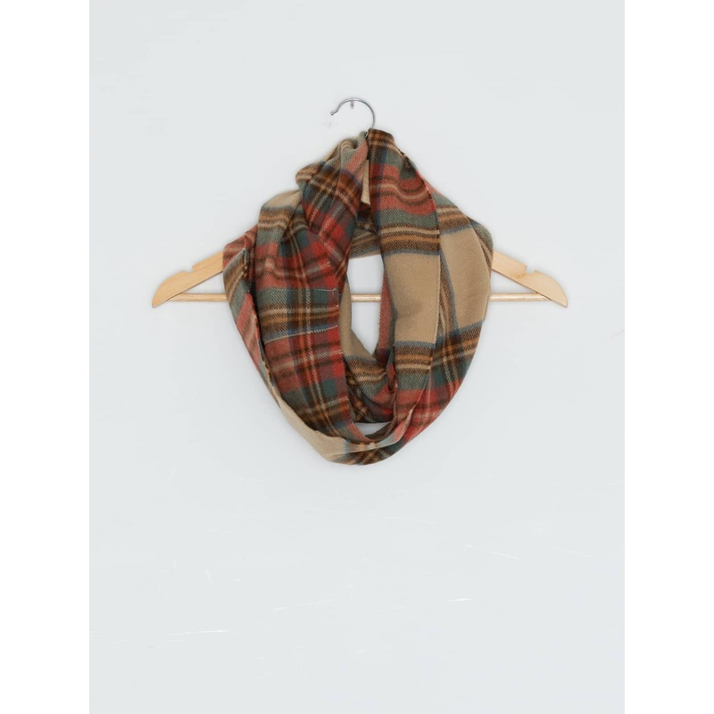 Pure Merino Wool Infinity Scarf - Freshwater Check