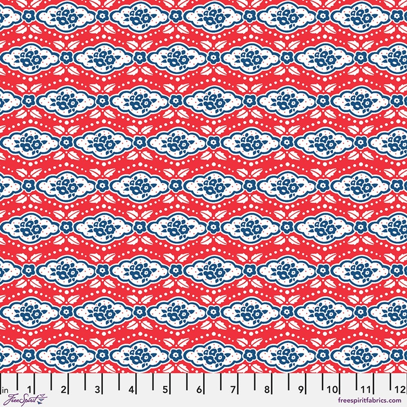Red Maison Rouge Cotton 44"/45" Fabric Per Yard
