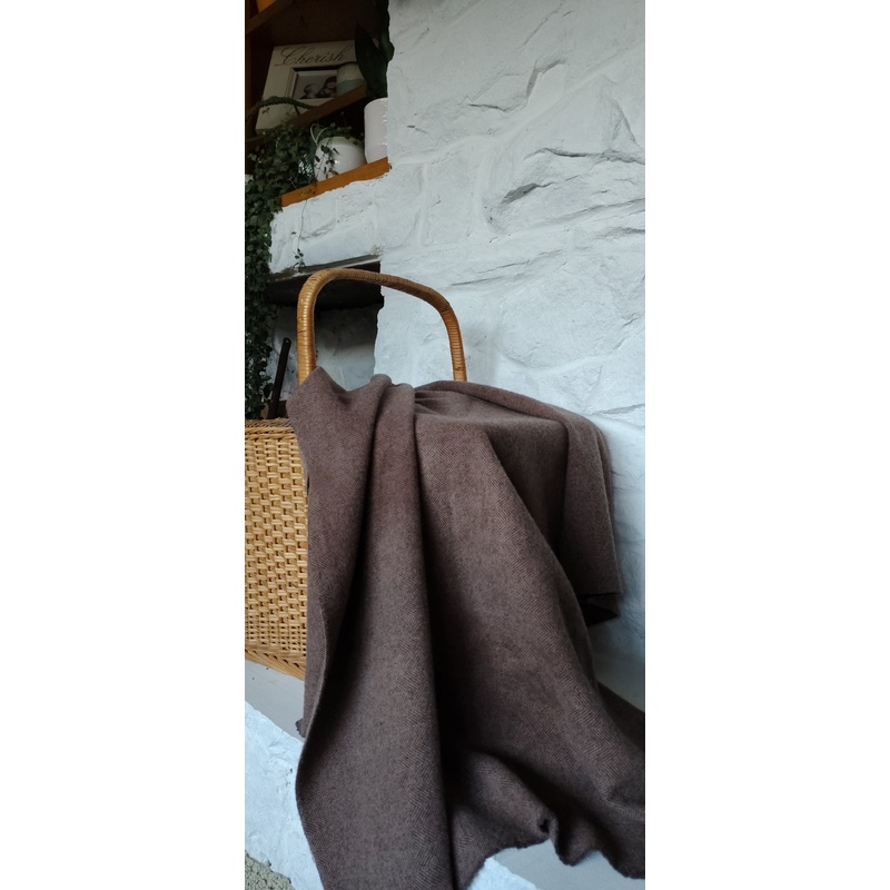 Seal Brown Hand Dyed Herringbone Wool