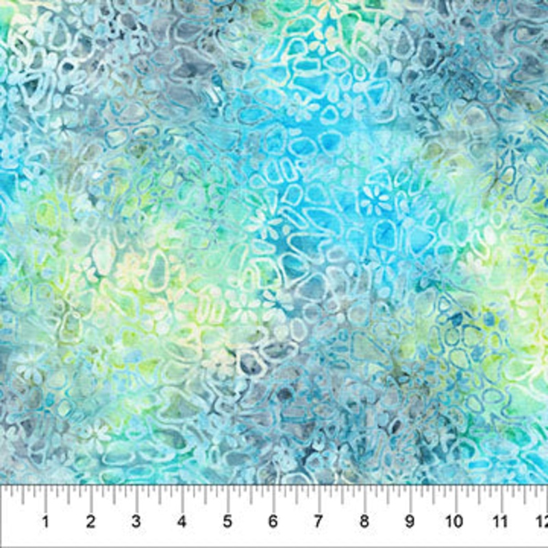 Aqua Blue Medallion Flora 83632-43 Cotton 44/45 Fabric Per Yard