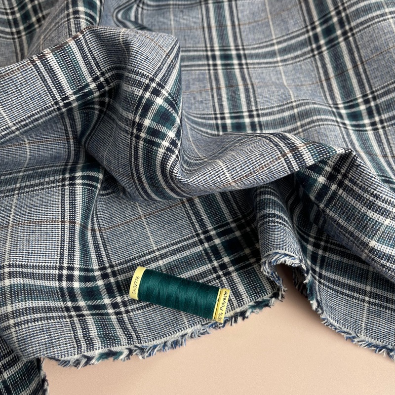 REMNANT 0.49 Metre - Highland Teal Yarn Dyed Cotton Flannel