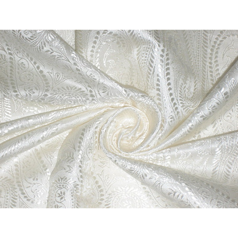 Silk Brocade fabric Ivory Colour