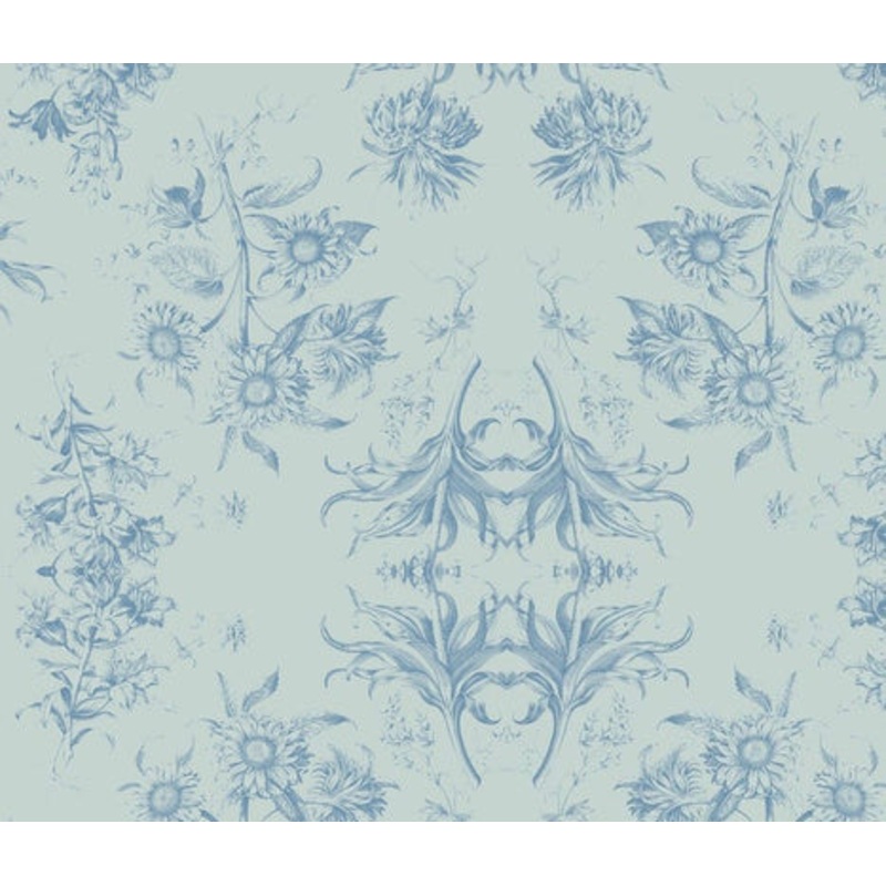Sunflower Toile Lite Aqua Blue Chalk Wallcovering