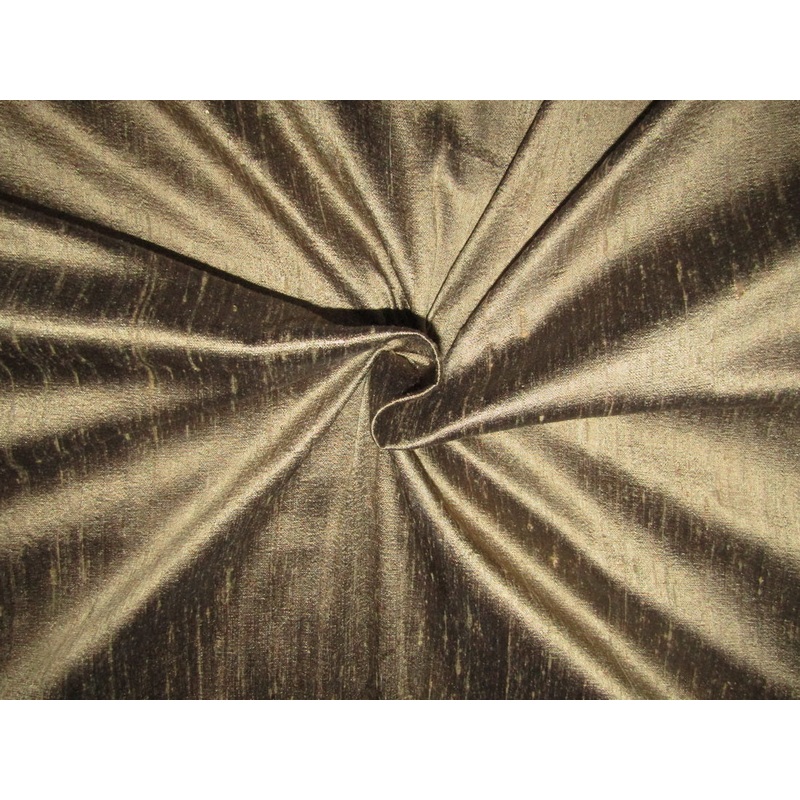 100% PURE SILK DUPIONI FABRIC Gold x Black 54" WITH SLUBS