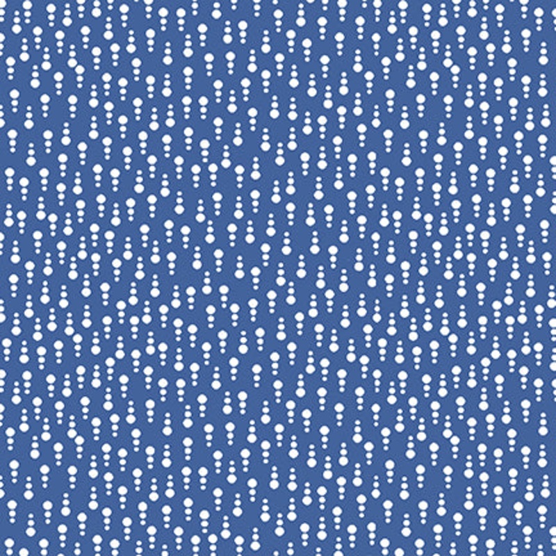 Anthem Line Dots Medium Blue Satin Moon Designs Blank Quilting Cotton Fabric