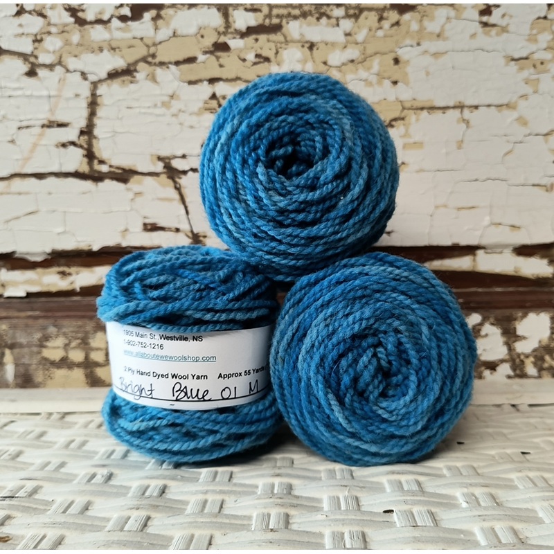Bright Blue 01 M Hand Dyed Wool Yarn Cake