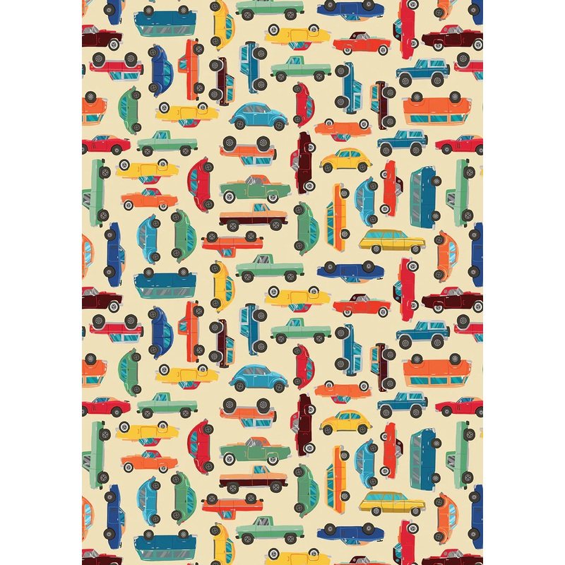 All Carolinas Shop Hop 2023 the Go Cars Cream Benartex Cotton Fabric