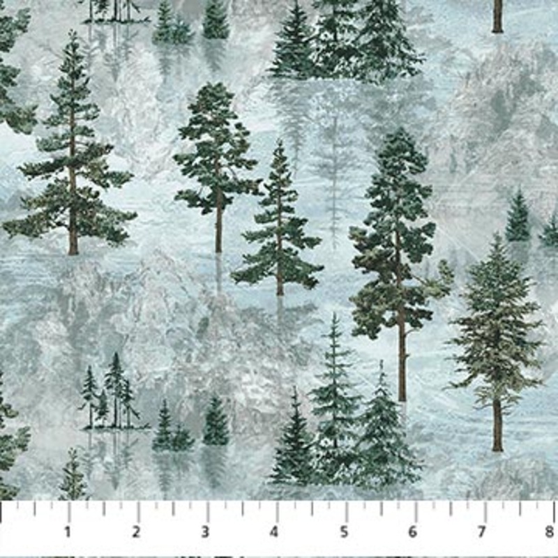 Stonehenge Eagle Pass Open Trees Light Blue Multi Linda Ludovico Northcott Fabrics Cotton Fabric