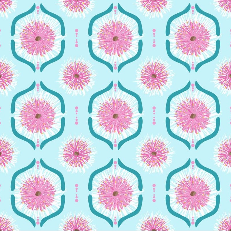 SWEET BOTANICALS Gumnut Flower Tiles Light Blue - SALE $15.00 p/m