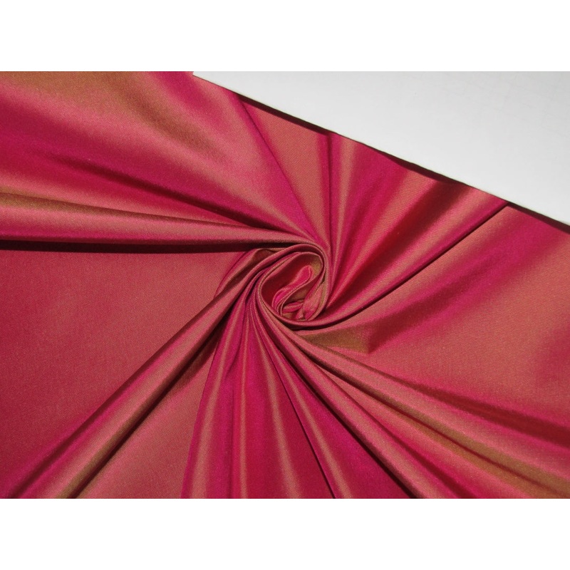 100% SILK TAFFETA fabric Fandango pink x mustard color 54" wide TAF251