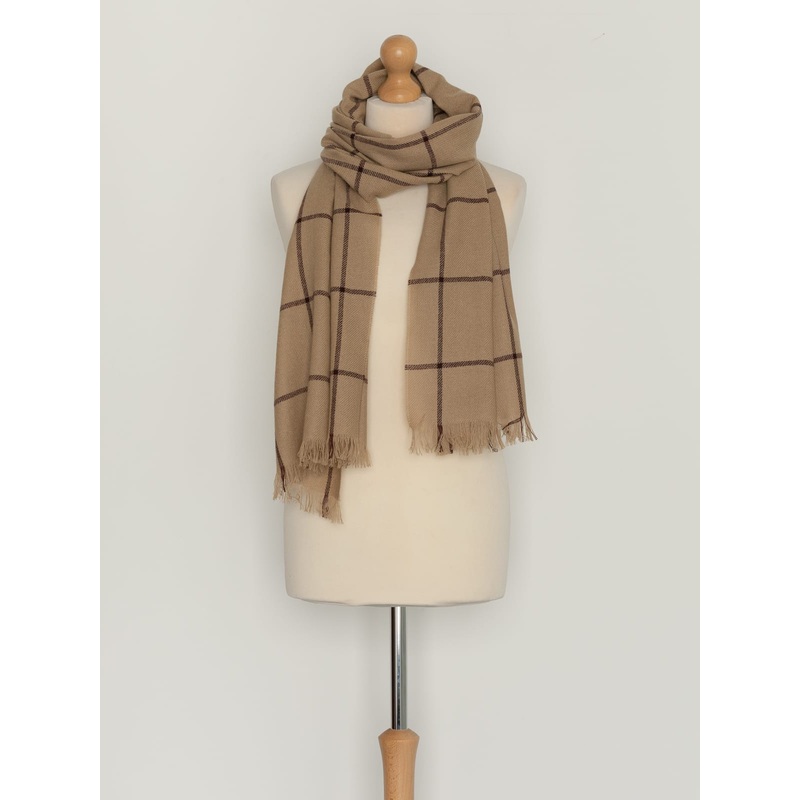 Beach View Windowpane - Lambswool Pashmina (Perfectly Imperfect)