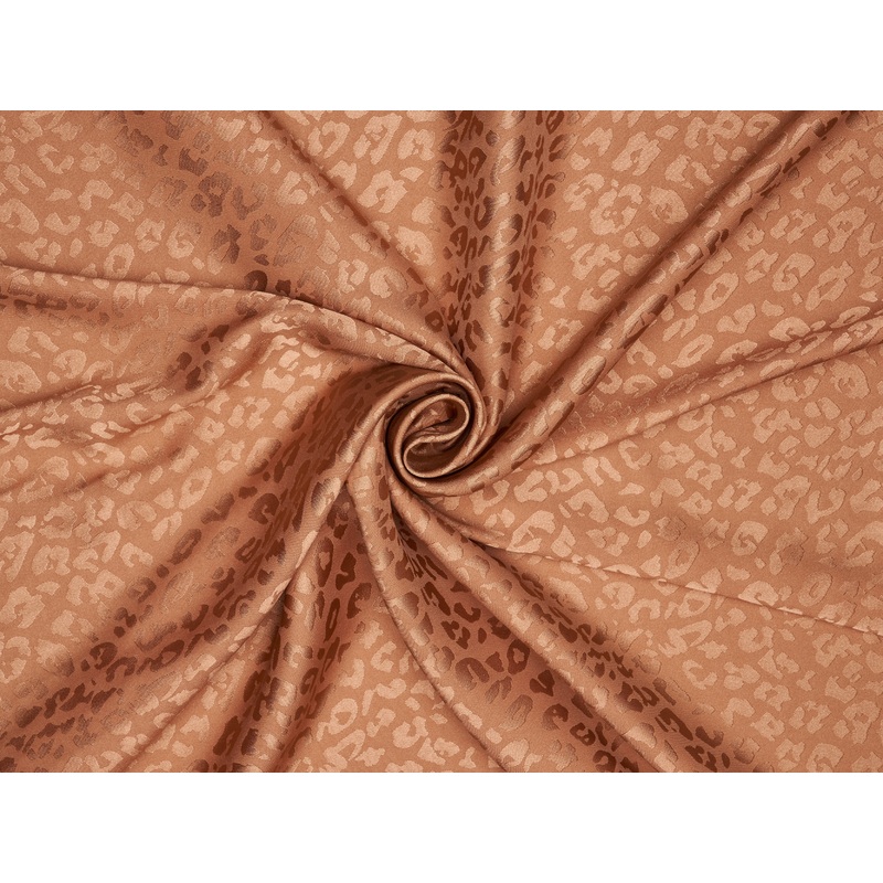 SILKY JACQUARD SATIN fabric by the yard - Cheetah jacquard pattern - flowy fabric - CARAMEL