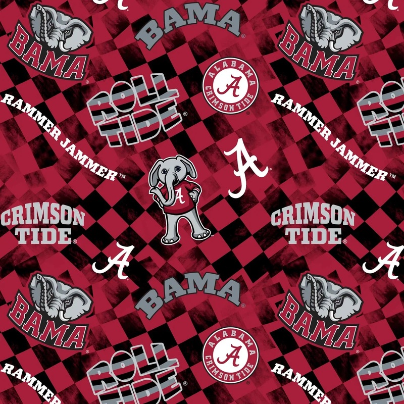 Alabama Crimson Tide NCAA College Check Allover Sykel Enterprises Cotton Fabric AL-1370