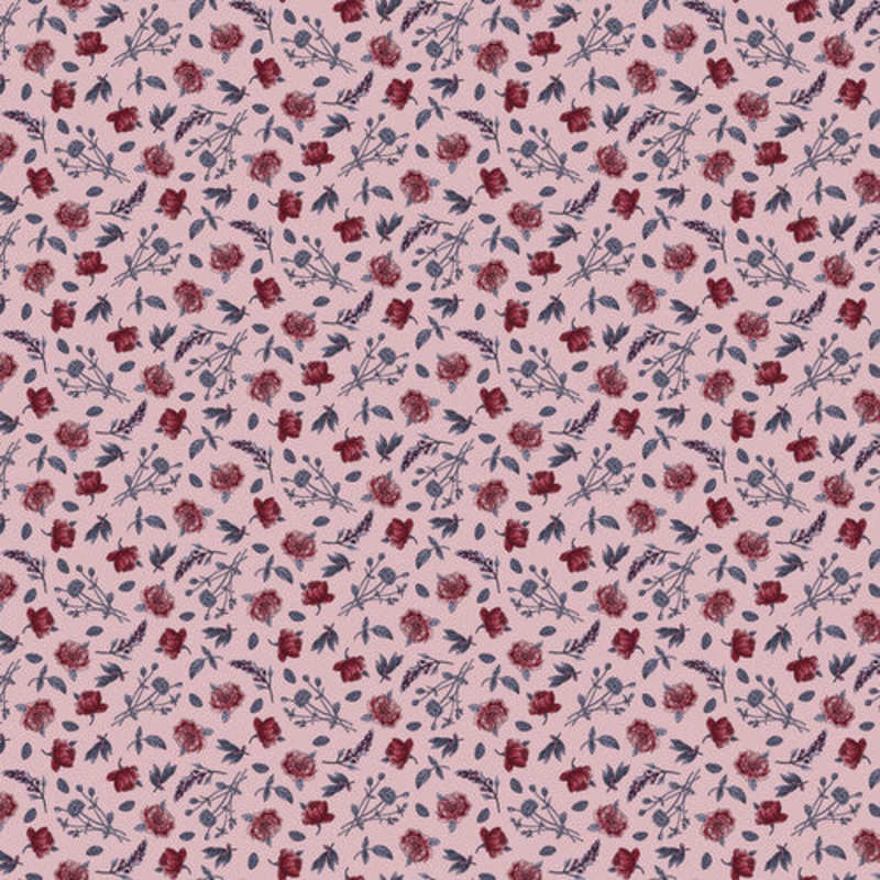 Bones Tossed Flower Dusty Rose Melissa Wang Studio E Cotton Fabric