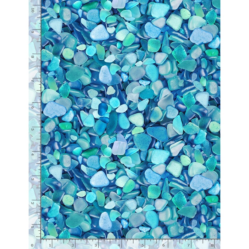 Beach Comber Packed Blue Seaglass Blue Timeless Treasures Cotton Fabric