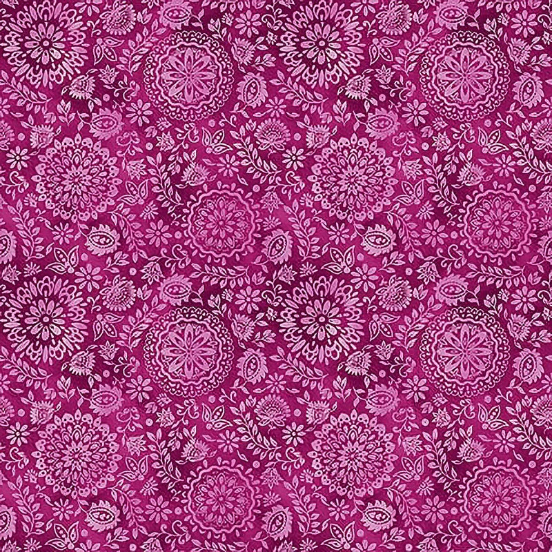 Petra Mini Medallion Floral Tonal Pink Sat Moon Designs Blank Quilting Cotton Fabric