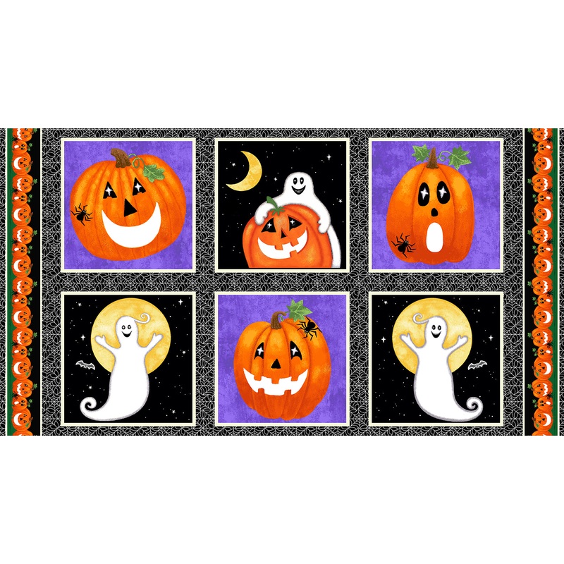 Spooky Friends Blocks Panel 24 Multi Sharla Fults Studio E Cotton Fabric SE-7062G-93