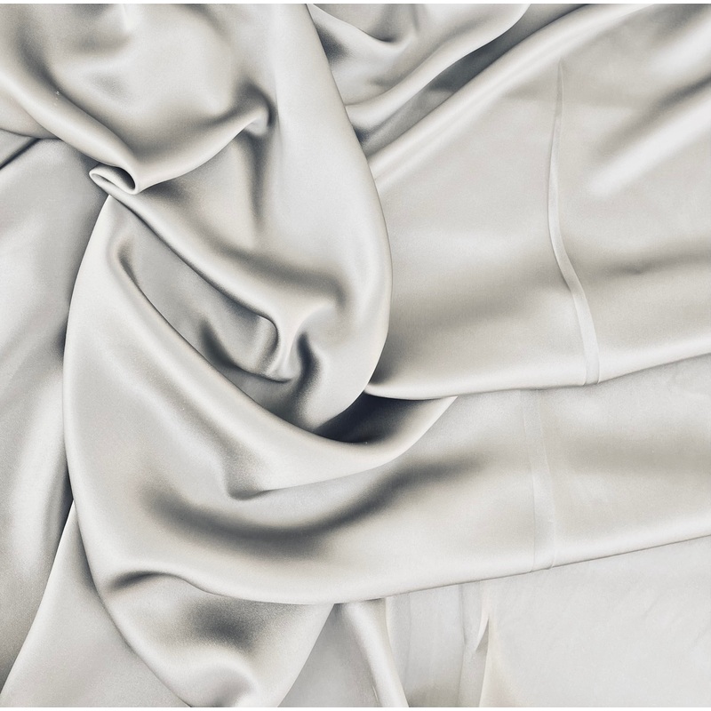 Warm gray SILK CHARMEUSE fabric by the yard - 17 Momme weight