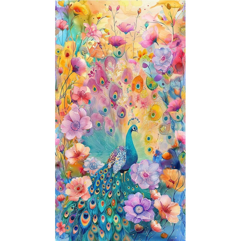 Wild Beauty Peacock Floral Panel 24" Multi Timeless Treasures Cotton Fabric TT-PANEL-CD3960-MULTI