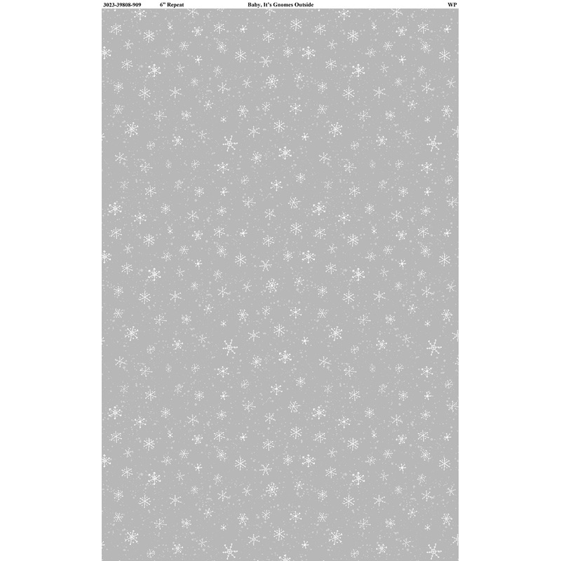 Baby It's Gnomes Outside Snow Allover Gray Susan WingetWilmington Prints Cotton Fabric