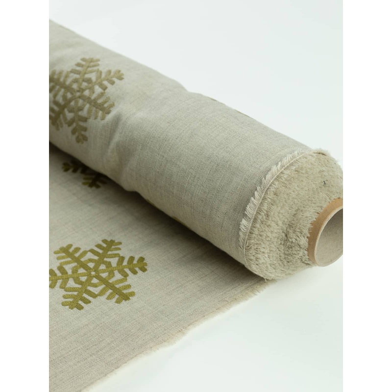 Wool Blend Embroidered Curtaining - Fern Snowflakes