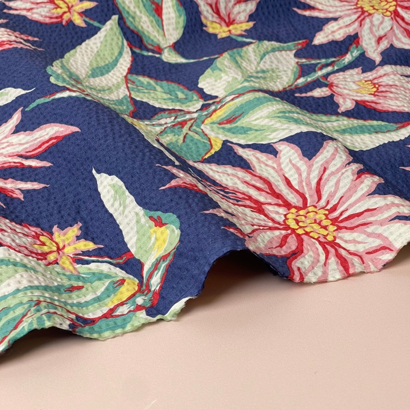 REMNANT 1.15 Metres - Ex-Designer Deadstock Tropical Cotton Seersucker Fabric