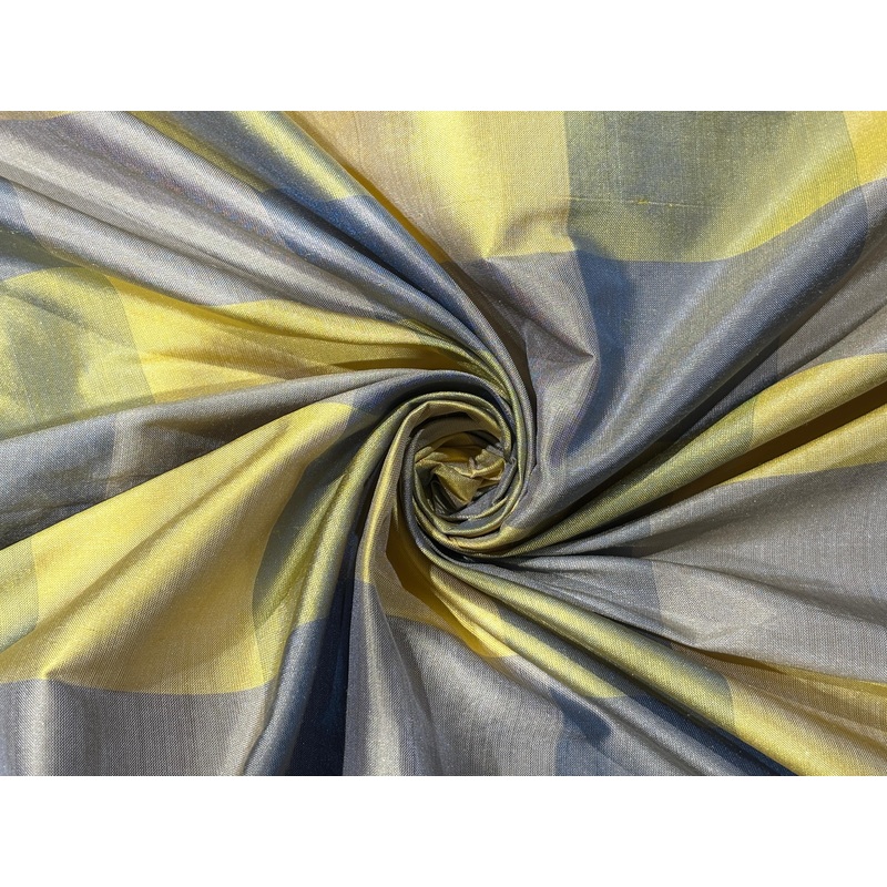 SILK Dupioni Fabric blues, gold and green Color Plaids 54" WIDE DUPNEWCROLL31