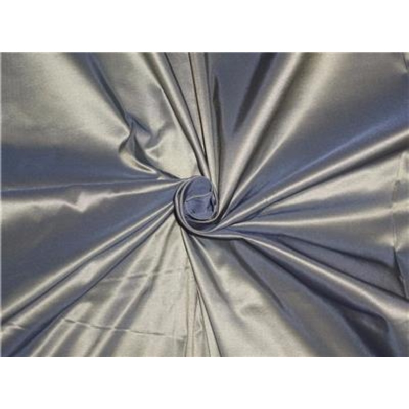 100%Pure Silk Taffeta Fabric Steel Grey x Light Yellow 60"