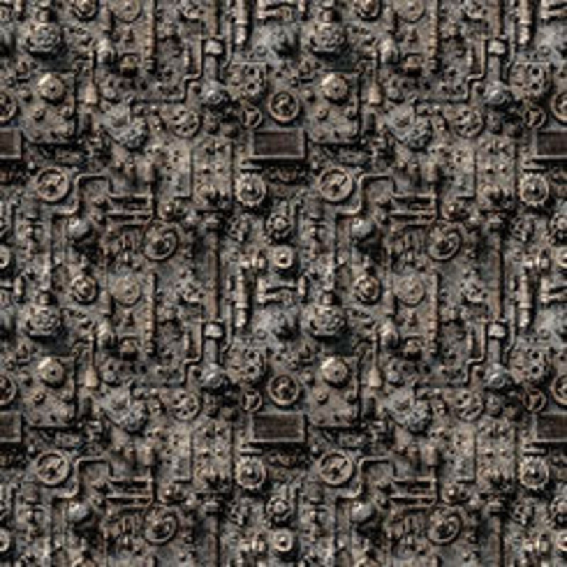 Black Steam & Steel Train Mechanical Gears Cotton 44/45 Fabric Per Yard