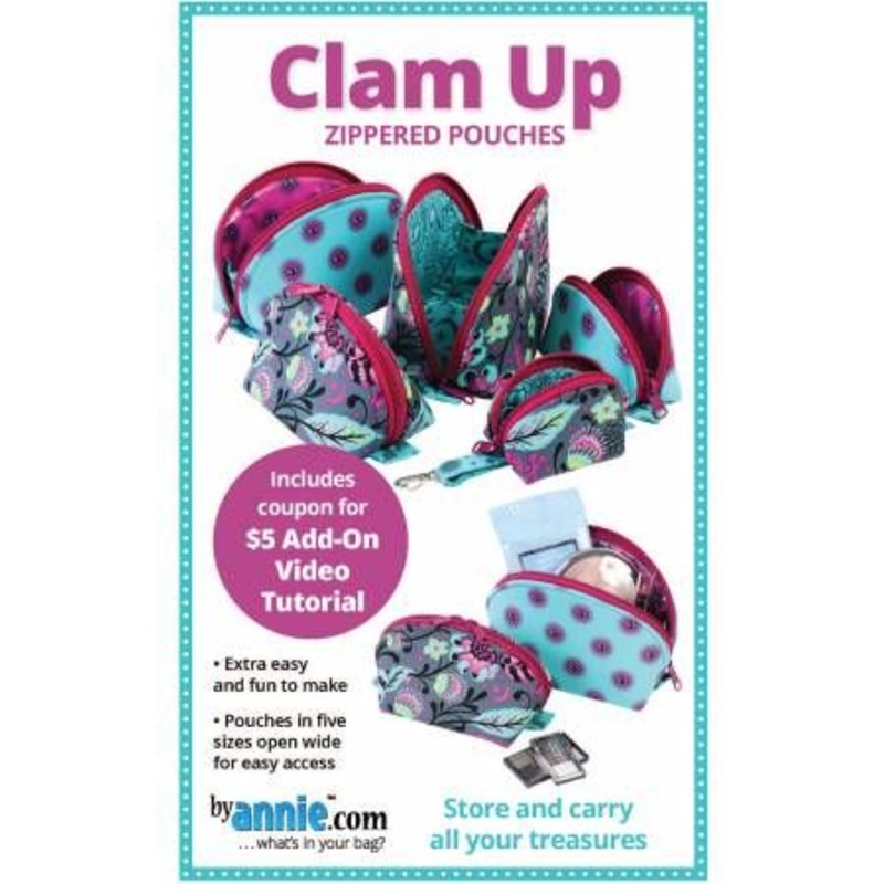 Clam Up Zipper Pouches Bag Pattern By Annie's BYA-PBA275