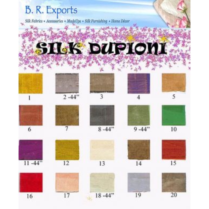 SILK DUPIONI with slubs SHADE CHART
