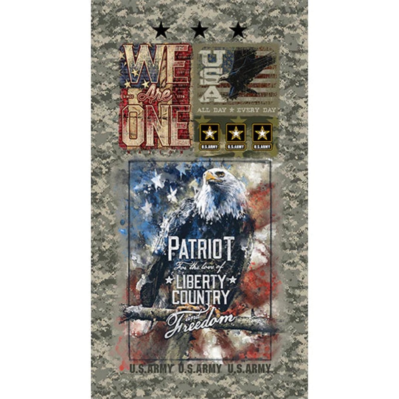 Army Armed Forces Military Panel 24" Sykel Enterprises Cotton Fabric SYK-1337-A