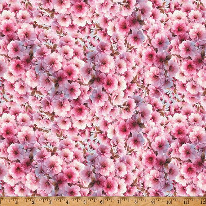 Bonjour Belle Packed Flowers Pink Hoffman Fabrics Cotton Fabric HF-X5725-12