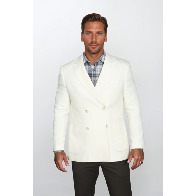 Randolph Ivory Double-Breasted Seersucker Sportcoat