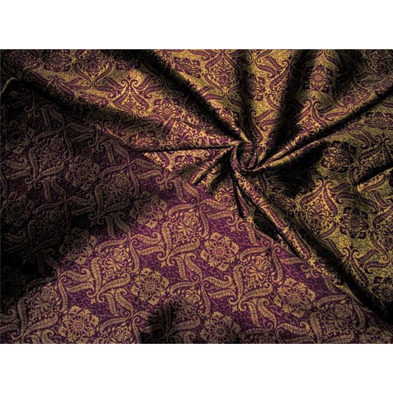 Reversible Brocade Fabric purple x gold color 44"wide