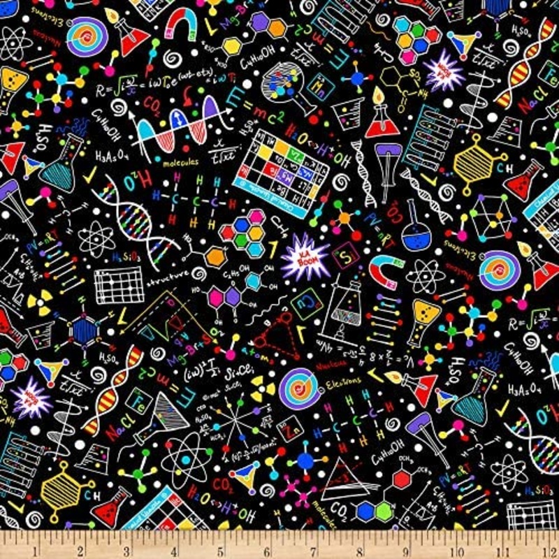Science and Math Doodles Black Timeless Treasures Cotton Fabric TT-Gail-C8249-Black
