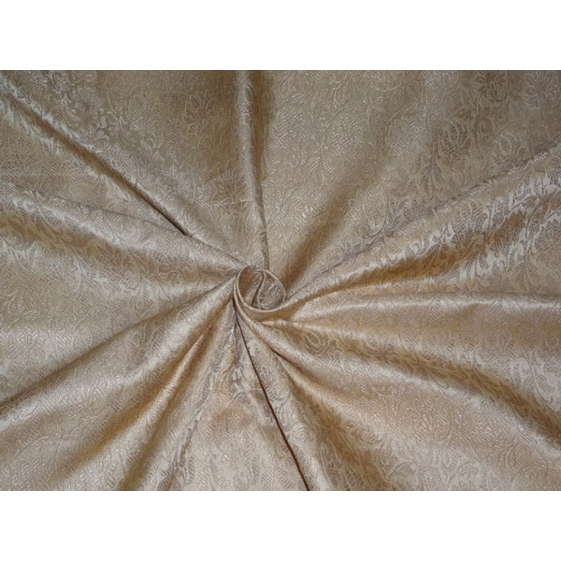 SILK BROCADE FABRIC GOLD X METALLIC OLD GOLD COLOR 44"INCH